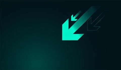 A cluster of sharp teal Arrows points diagonally down, illustrating a sharp.. Stock Illustration