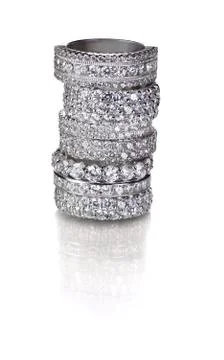 Cluster stack of diamond wedding engagment rings Stock Photos