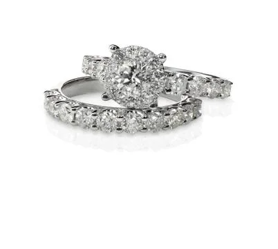 Cluster stack of diamond wedding engagment rings Stock Photos