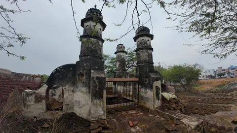 Cluster of Weathered Cylindrical Structure , Likely Historical Village Well Stock Photos