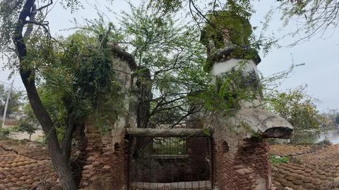 Cluster of Weathered Cylindrical Structure , Likely Historical Village Well Stock Photos
