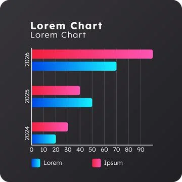 Clustered bar dark slide chart Stock Illustration