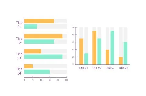 Clustered column infographic chart design template set Stock Illustration