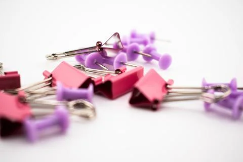 Clustered Creativity A Colorful Array of Office Essentials. Stock Photos