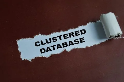 Clustered database text written in torn paper. For data storage 스톡 사진