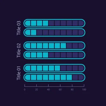 Clustered fragmented infographic chart design template for dark theme Stock Illustration