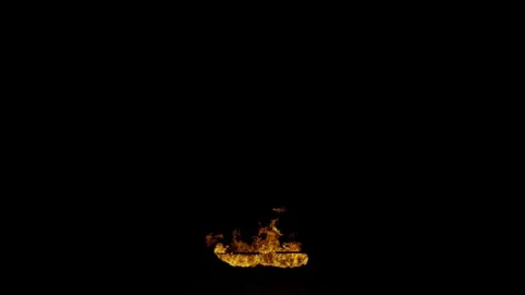 Clustered Ground Flame Licks against black as VFX Overlay Stock Footage 327509593