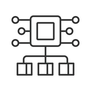 Clustered hosting, icon in line design. Clustered, hosting, server, network Illustrazione stock