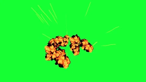 Clustered Magical Burst Explosion Effect on Green Screen for Intense Action Stock Footage 264626637