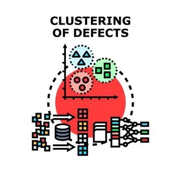 Clustering defects data analysis and quality control concept Stock Illustration