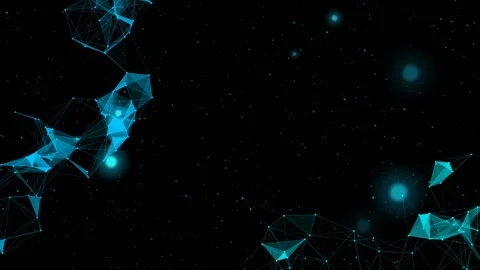 Clusters in the corners. Flickering space. Composition in blue tones.Particles Stock Footage 96148553