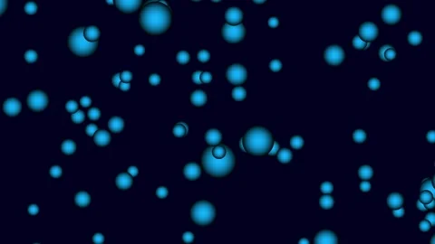 Clusters of light blue spheres floating in dark navy sea. Abstract liquid b.. Stock Footage 340528702