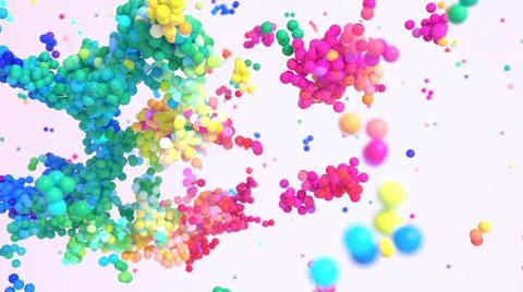 Clusters of multicolored particles isolated on white close up Stock Illustration