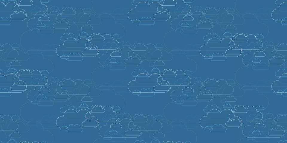 Clusters of White Round Overlaying Cloud Silhouettes, Outline Shapes Patter.. Stock Illustration