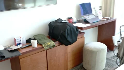 Clutter and mess at a five star hotel room Stock Footage 204863638
