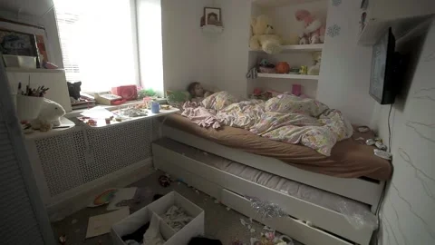 Clutter in the children's room Stock Footage 146638322