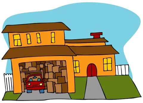 Cluttered garage Stock Illustration
