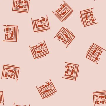 Cluttered messy garage glyph vector seamless pattern 스톡 일러스트