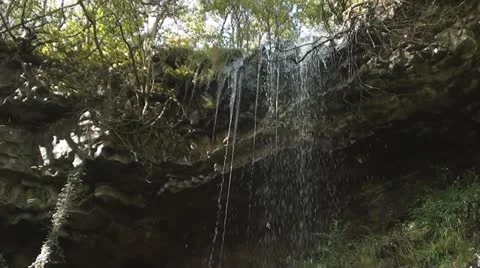 Clydach Waterfall 3 Waterfall pan Stock Footage 11100063
