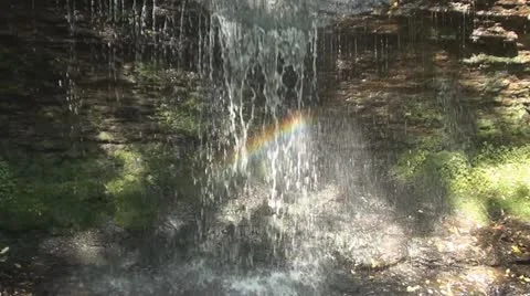 Clydach Waterfall with rainbow 4 Stock Footage 11099832
