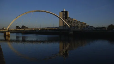 The Clyde Arc bridge in Glasgow Stock Footage 125268345