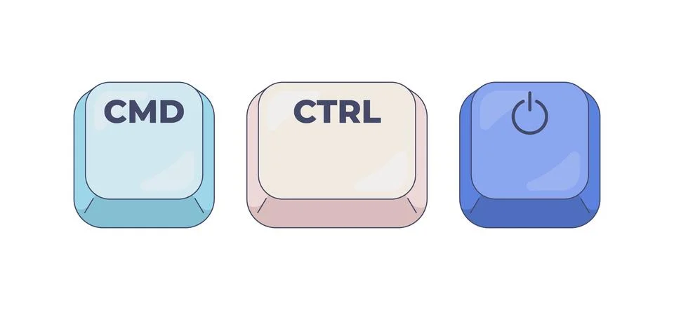 CMD CTRL Power computer keyboard shortcut Stock Illustration