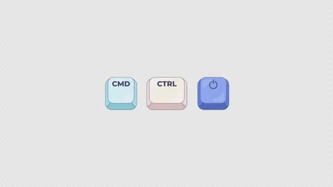 CMD CTRL Power keyboard shortcut keys animation Stockbeeldmateriaal 332273613