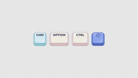 CMD Option CTRL Power keyboard shortcut keys animation Stock Footage 332273615