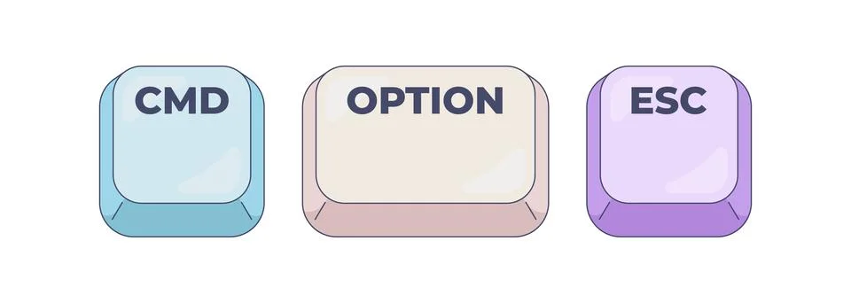 CMD Option ESC computer keyboard shortcut Stock Illustration