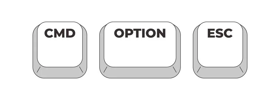 CMD Option ESC grayscale keyboard hotkey Stock Illustration