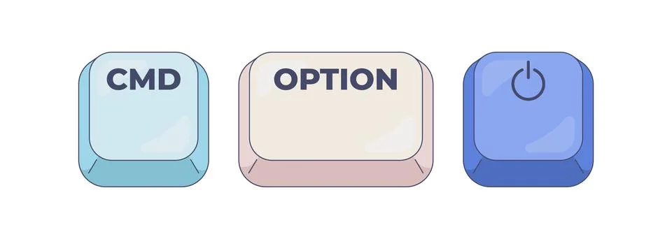 CMD Option Power computer keyboard shortcut Stock Illustration