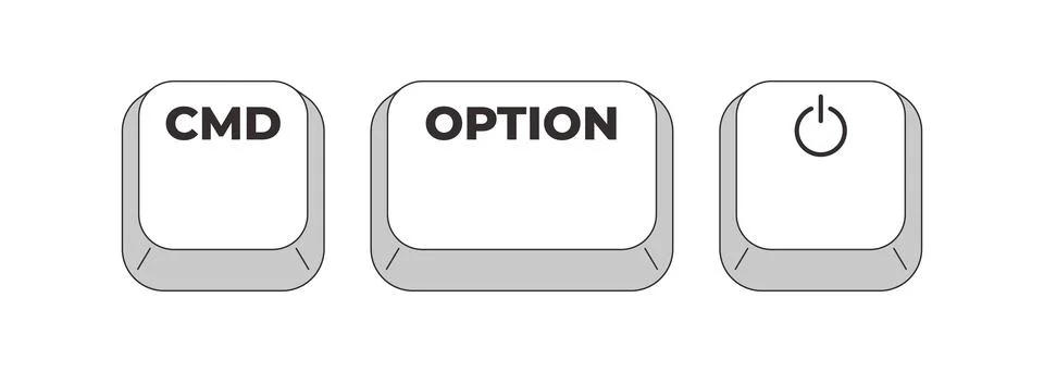 CMD Option Power grayscale keyboard hotkey Stock Illustration