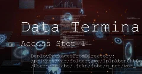 Cmd starting Data Terminal and Access Step 1 animating HUD drifting paths Stockillustratie