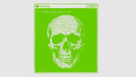 Cmd virus skull animation Stock Footage 335415124