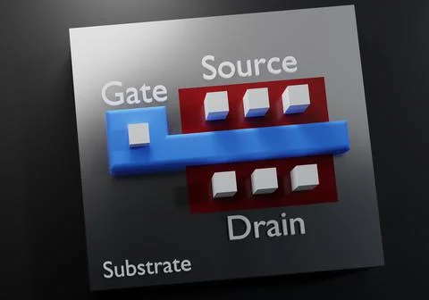 CMOS transistor structure. n-type metaloxidesemiconductor field-effect transi Stock Illustration