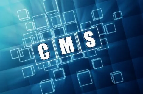 Cms in blue glass cubes - internet concept Stockillustratie