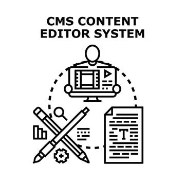 Cms content editor system creating digital media Stock Illustration