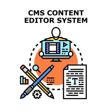 Cms content editor system creating digital media Stock Illustration