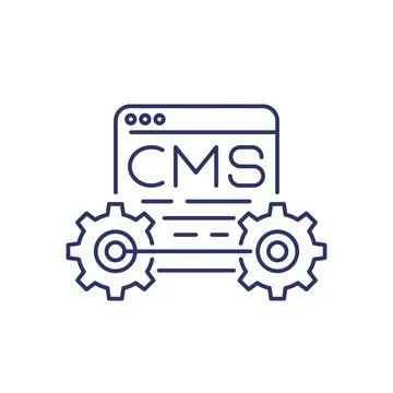 CMS, Content management line icon Stock Illustration