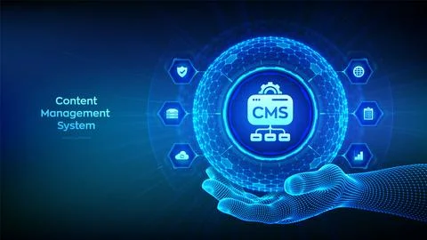 CMS. Content Management System concept. Website and document management, web  イラスト素材