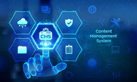 CMS. Content Management System concept. Website and document management, web  Stock Illustration