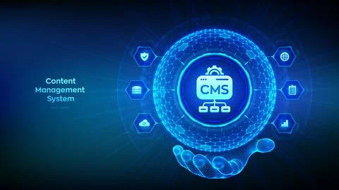 CMS. Content Management System concept. Data integration. Website and documen Stockillustratie