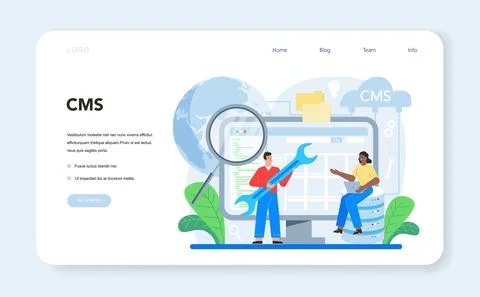 CMS. Content management system. Creation and modification of digital Stock Illustration
