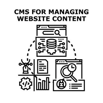 Cms content management system developing website content Illustrazione stock