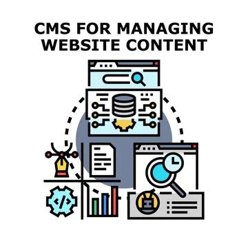 Cms content management system developing website content Stock Illustration