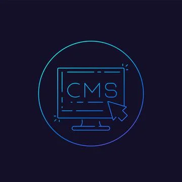 CMS, Content management system icon, linear vector Stock Illustration