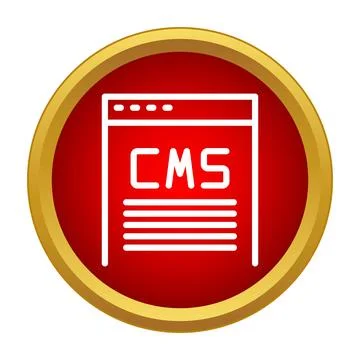 Cms content management system icon on a red and gold background Stock Illustration