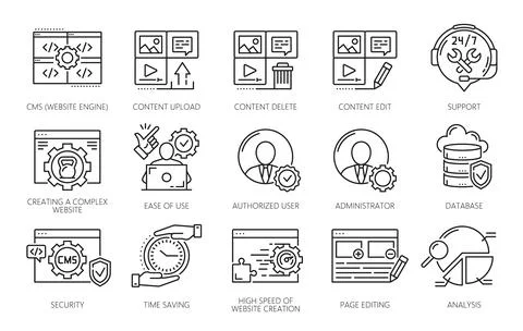 CMS, content management system icons Stock Illustration
