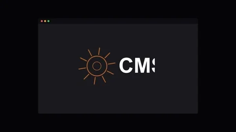 CMS Content Management System Neon Gear Animation - Orange Video stock 341490858
