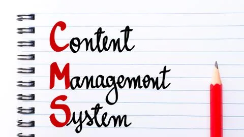 CMS Content Management System written on notebook page Stock Photos